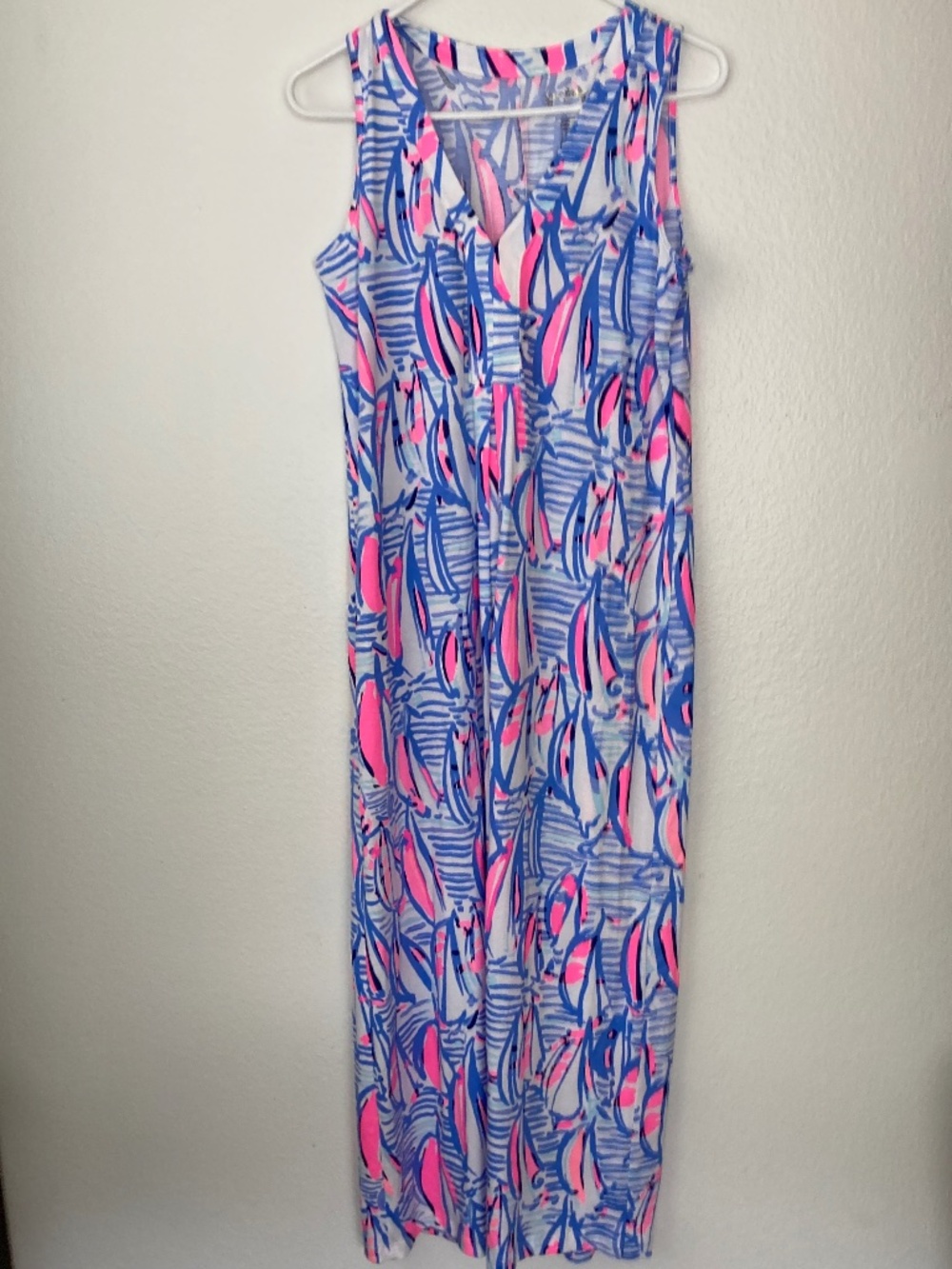 Lilly Pulitzer Sleeveless Maxi Dress in Blue, Pink, White